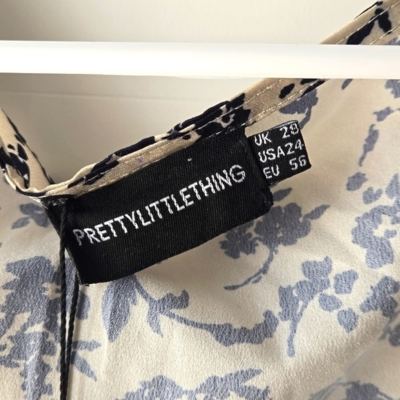 PrettyLittleThing Stone Ditzy Floral Print Cupped Split Detail Midi Dress - Picture 10 of 11